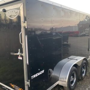 2023 Impact 7x16 Heavy Duty Cargo Trailer – Black, 5000# D-Rings, 400 Series Ramp